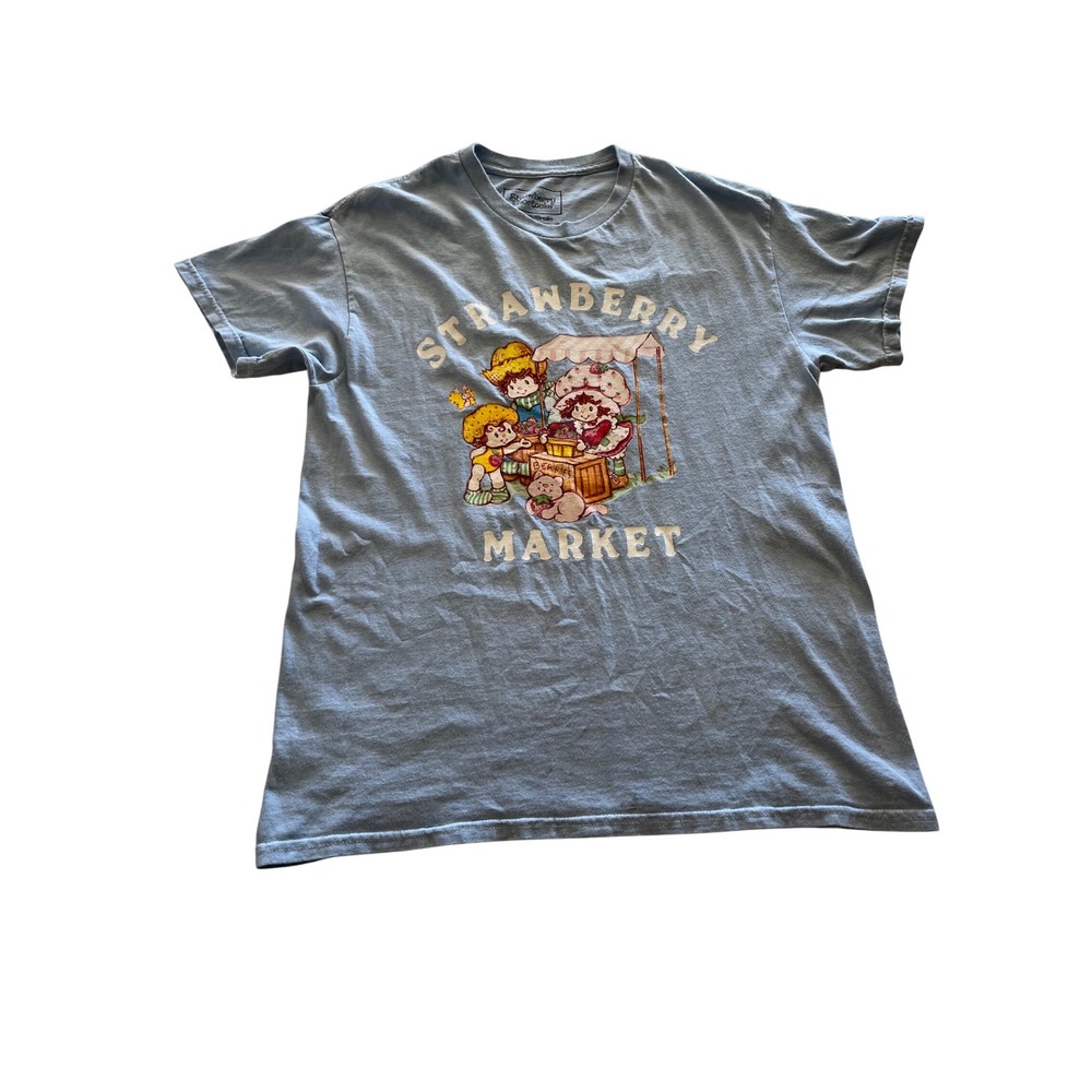 Strawberry Shortcake WildBrain Graphic T-Shirt Blue Strawberry Market Medium